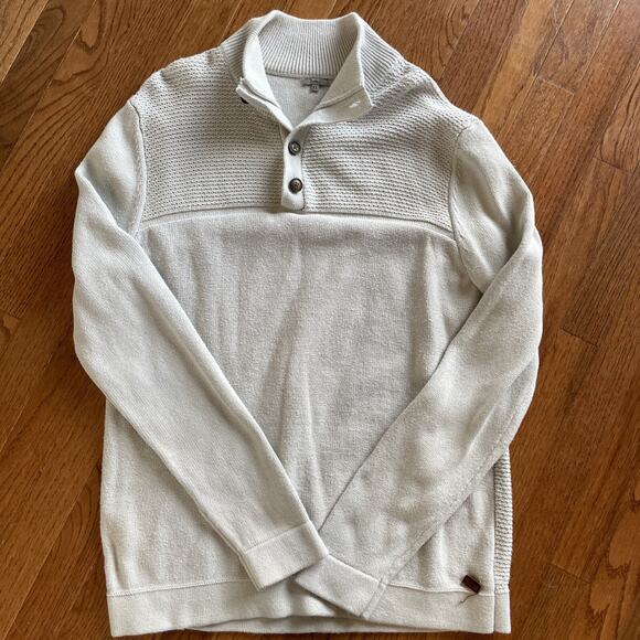 Guess Men’s Knit Ivory Sweater XL 100% Cotton Preppy Old Money Fisherman - Picture 1 of 8